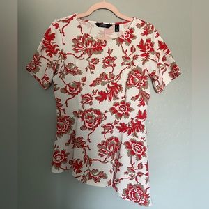 5/$25 Bundle. NWOT Dennis Basso Women’s Lux Crepe SS Asymmetric Peplum Top, XS